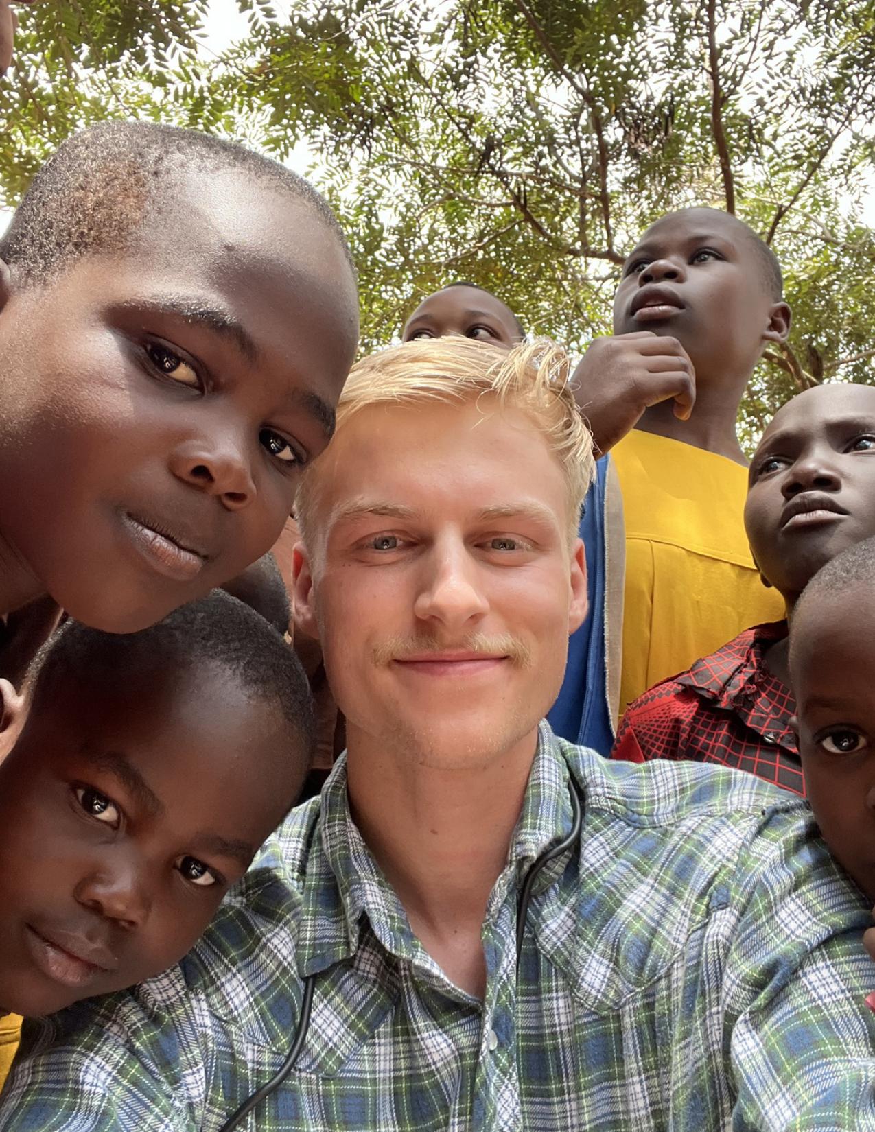 Seth leading a school supply drive for Uganda